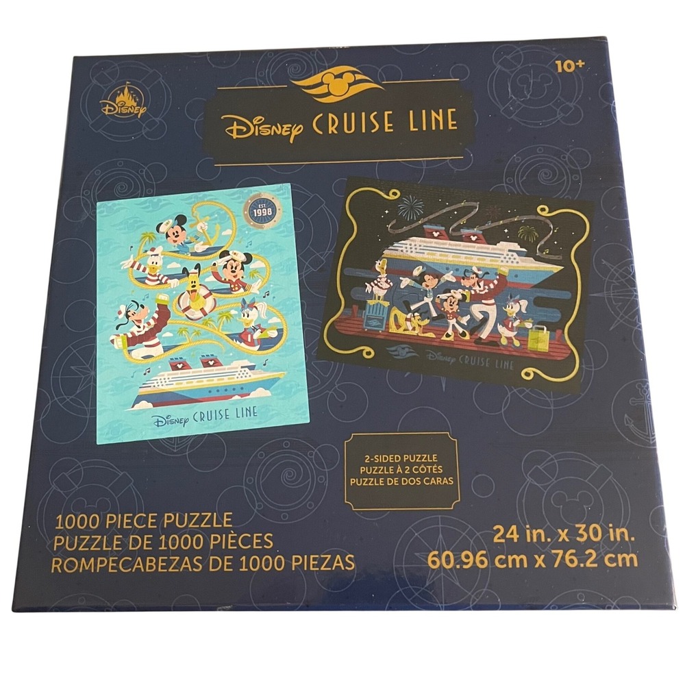Disney Cruise Line 2-Sided 1000 Piece Jigsaw Puzzle Mickey Minnie Donald Goofy